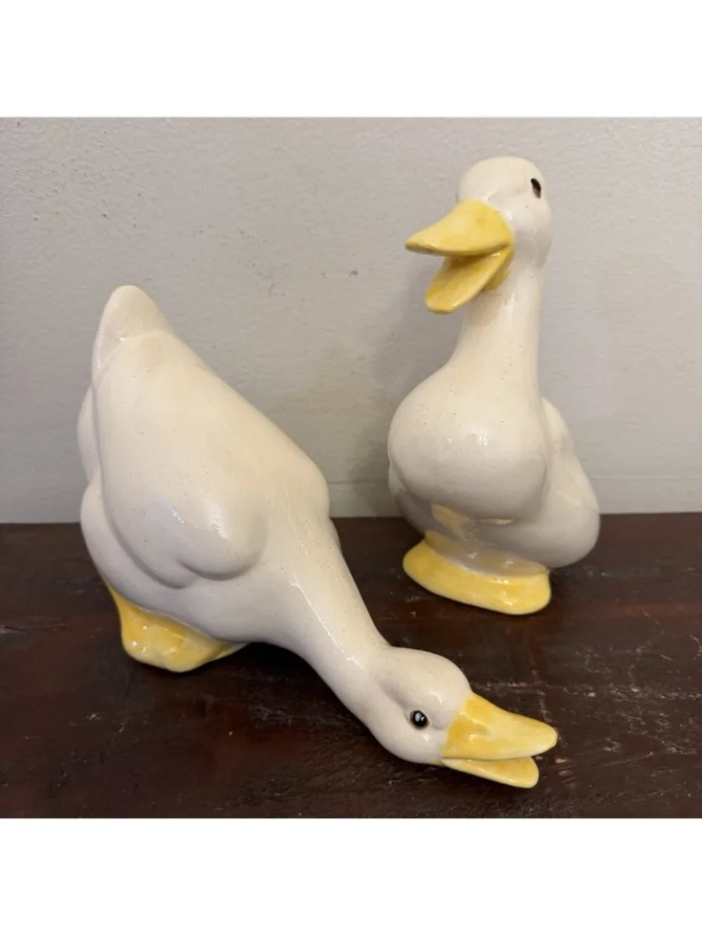 Pair Ceramic Duck Goose Figures Cottagecore Grandmacore Country Farm Decor